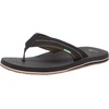 image:imageSanuk Beer Cozy IV Mens Flip Flops  Memory Foam Beach SandalsBlackDark Olive