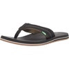 image:imageSanuk Beer Cozy IV Mens Flip Flops  Memory Foam Beach SandalsBlackDark Olive