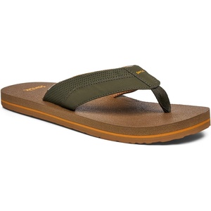 image:imageSanuk Beer Cozy IV Mens Flip Flops  Memory Foam Beach SandalsDark Olive