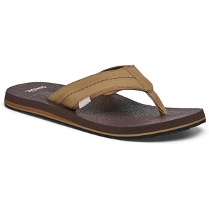 image:imageSanuk Beer Cozy IV Mens Flip Flops  Memory Foam Beach SandalsTriple Brown